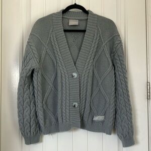 Taylor Swift TTPD Gray Cable Knit Cardigan Sweater